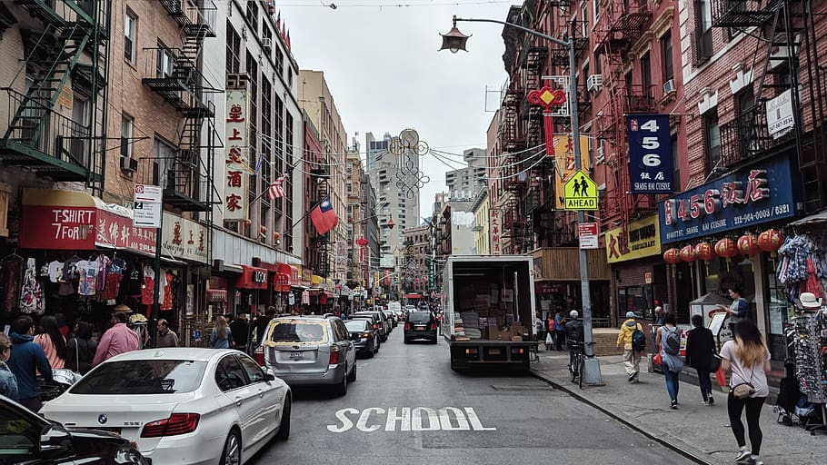 new york, united states, chinatown, city, china town, street, HD wallpaper
