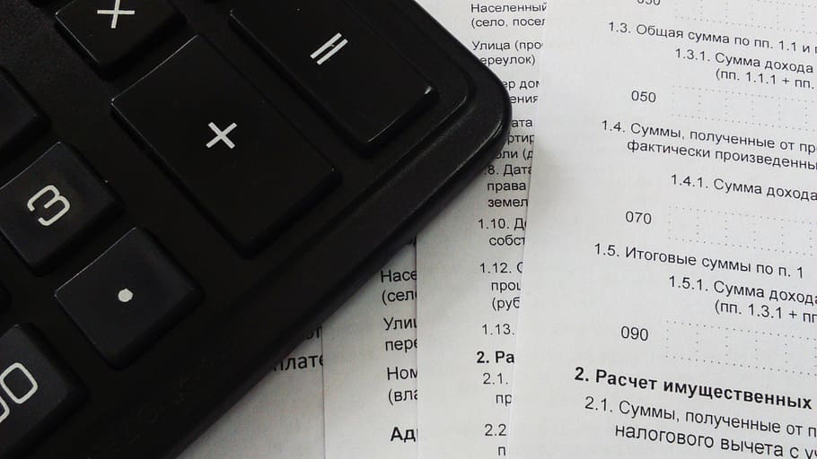 Black Calculator on White Printer Paper, administration, bank HD wallpaper