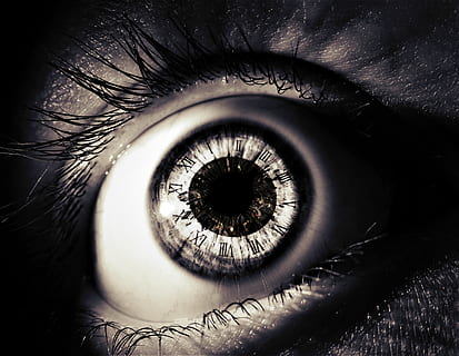 clock, time, surreal, eye, close up, watch, face, eyelashes HD wallpaper