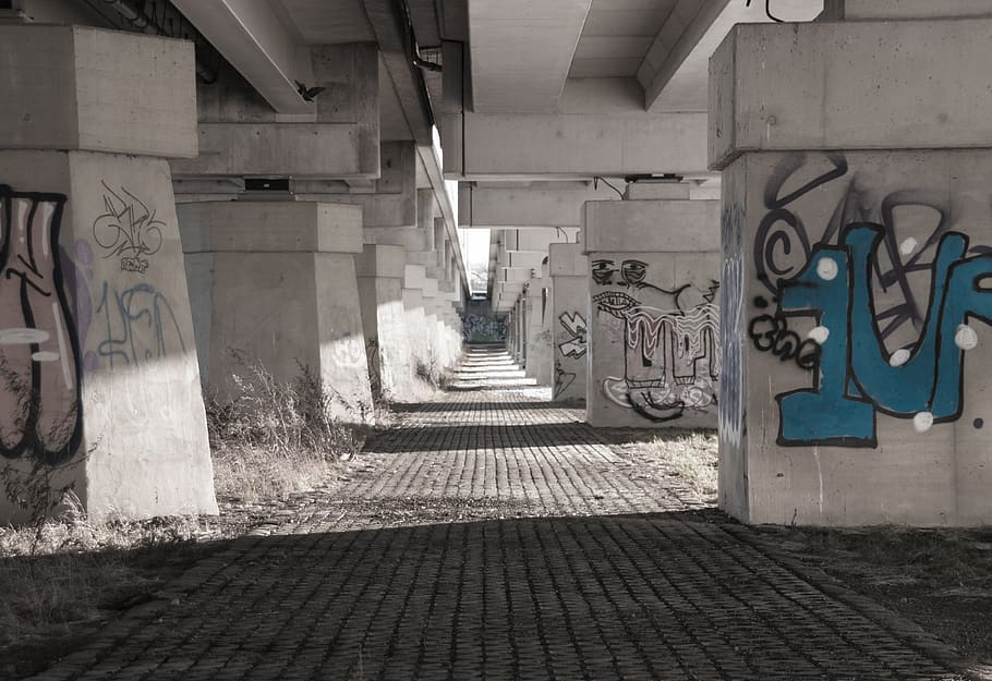 bridge, architecture, city, dresden, graffiti, modern, built structure HD wallpaper