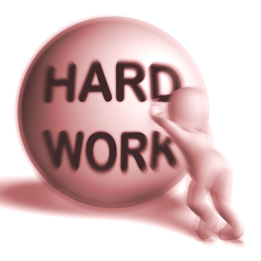Hard Work Uphill 3D Sphere Showing Difficult Working Labour, burden