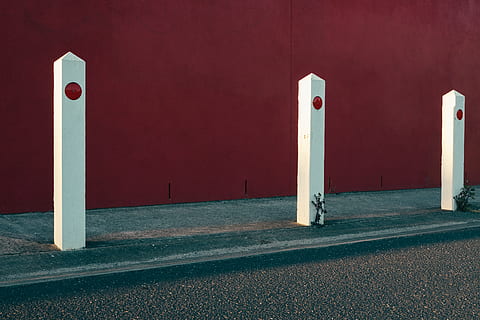 three white posts on road side, tarmac, asphalt, melbourne, street HD wallpaper