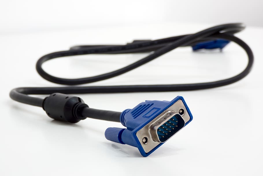 Close-Up Photo of Vga Cable, blur, connection, connector, cord, HD wallpaper