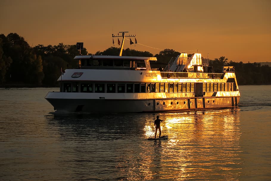 ship, paddler, more, excursion steamer, stand up paddler, stand paddle HD wallpaper