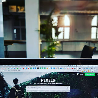 Monitor Displaying Pexels Website, blur, browser, building, close-up HD wallpaper