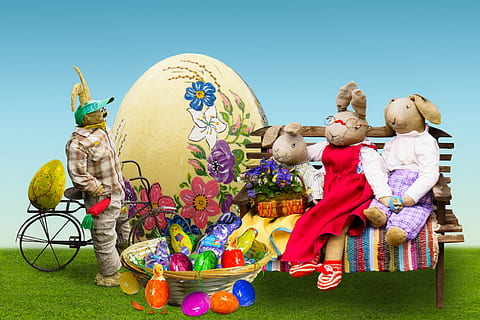 easter, happy easter, easter nest, osterkorb, easter egg, chicks HD wallpaper