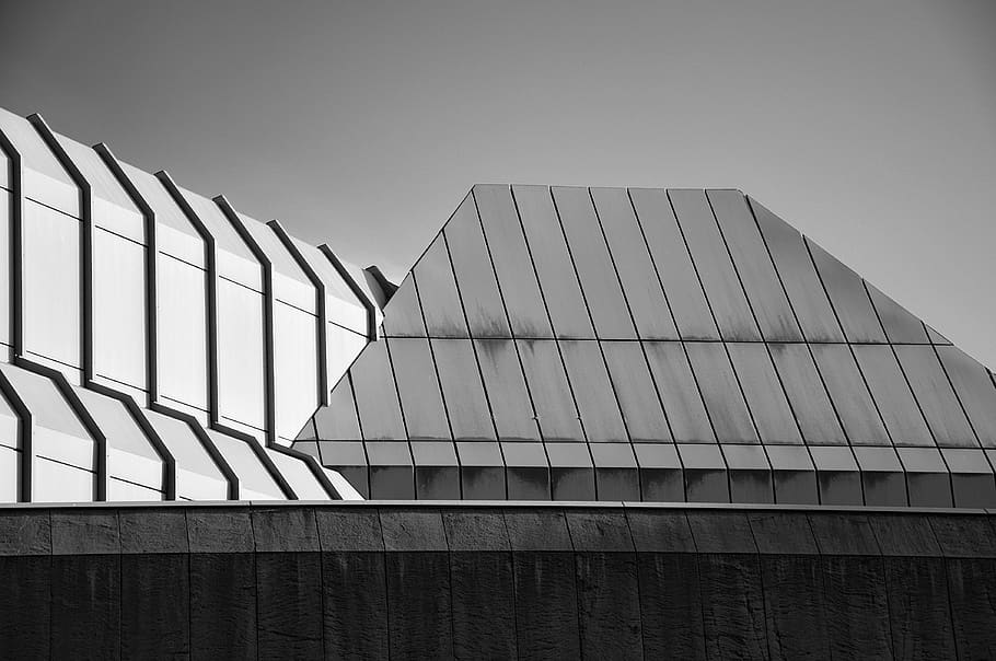 germany, minden, lines, achitecture, building, abstract, black and white HD wallpaper