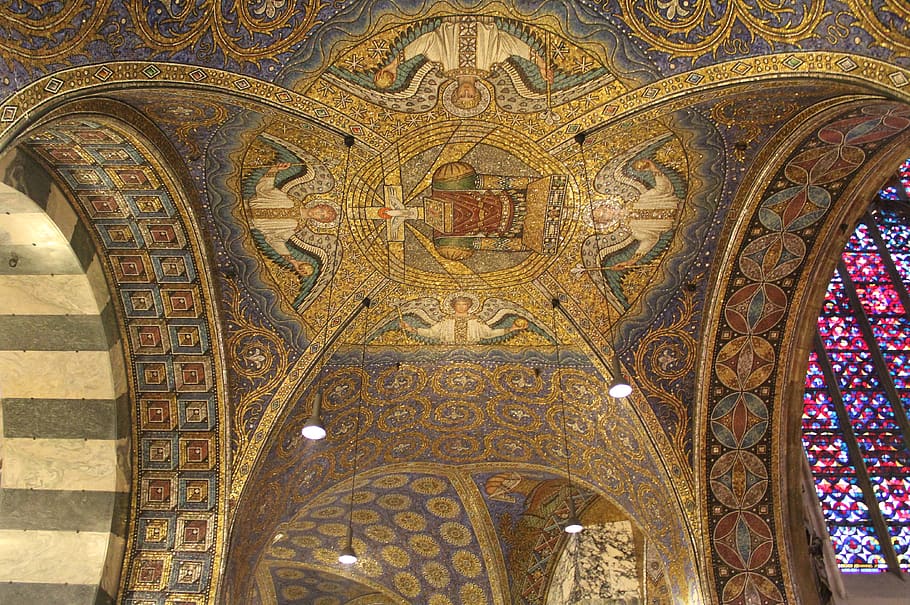 ceiling, church, architecture, interior, dome, structure, religious HD wallpaper