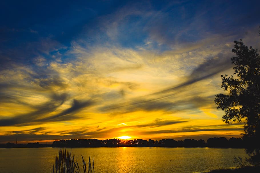 landscape, laguna, sun, sunset, nature, sky, sunny, water, holiday HD wallpaper