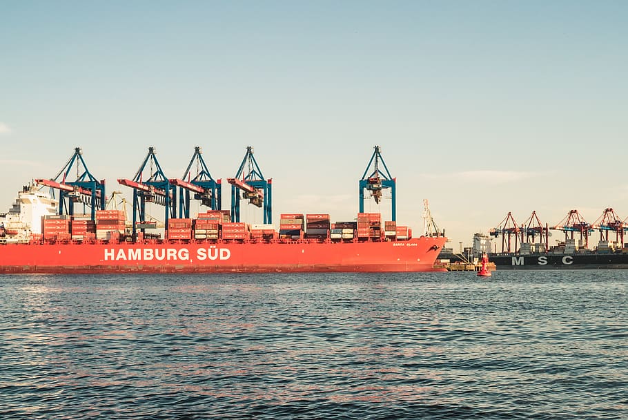 hamburg, germany, crane, river, ship, docks, container, harbor HD wallpaper