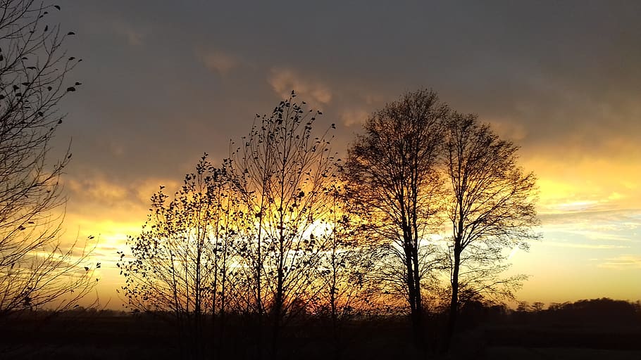 sunset, clouds, sky, landscape, nature, twilight, in the evening HD wallpaper