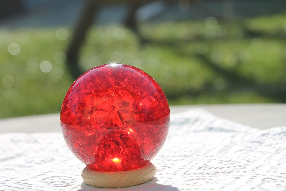 crystal ball red, energy, place of power, focus on foreground, HD wallpaper