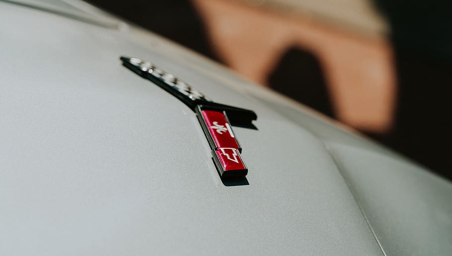 red and black emblem, badge, hood, car, bonnet, brand, flag, corvette HD wallpaper