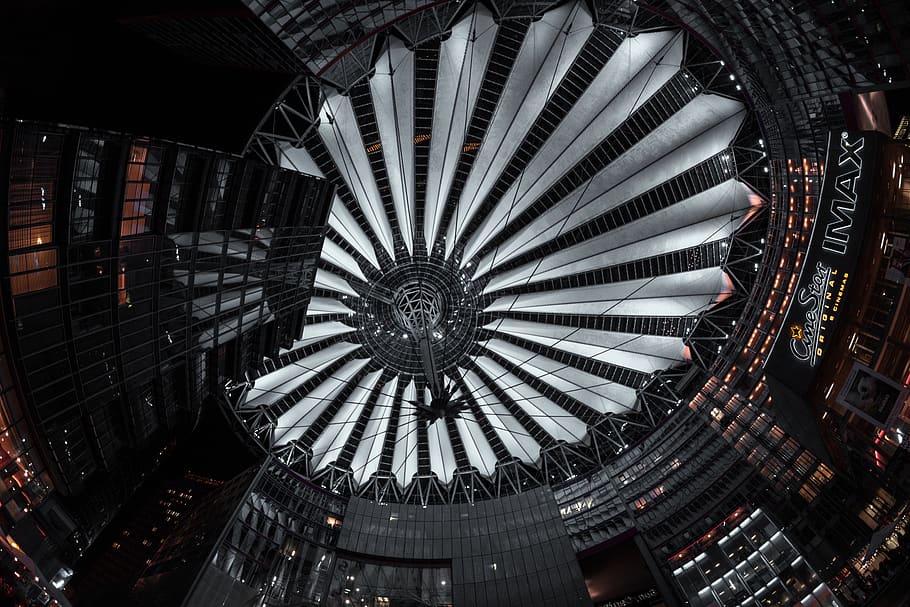 low angle photography of building interior, sony center, germany