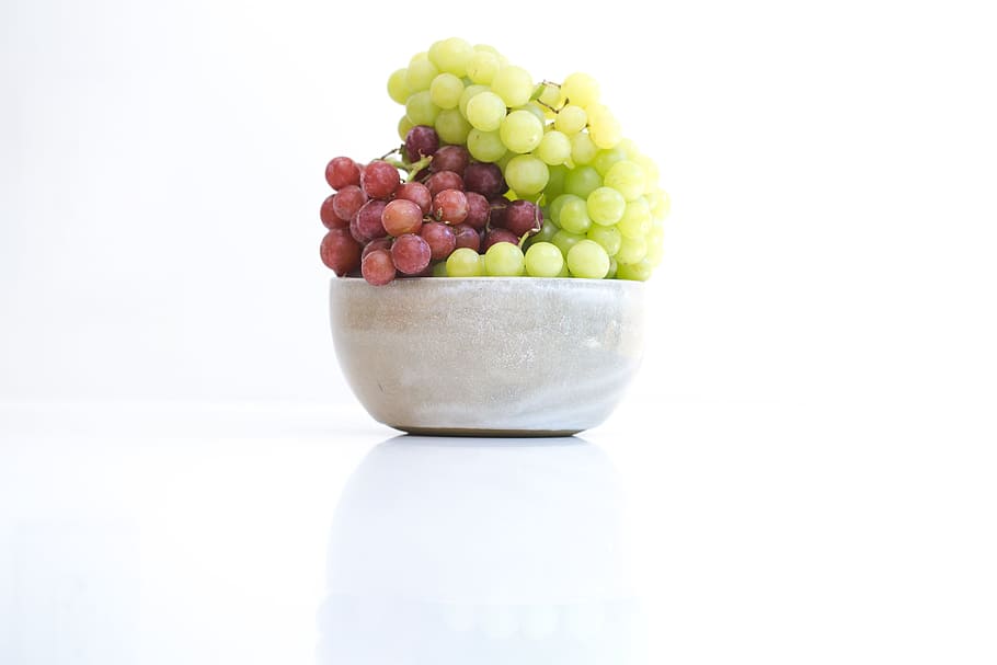 Grapes in Round Gray Bowl, fresh, fruit, sweet, food, food and drink HD wallpaper