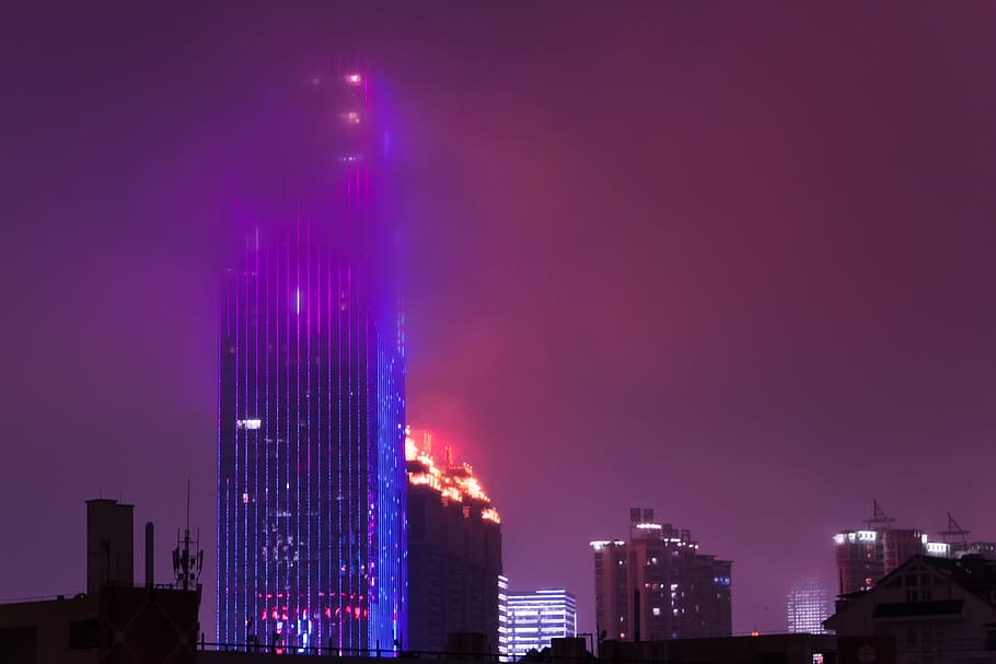 high-rise building caught on fire, urban, town, metropolis, city HD wallpaper