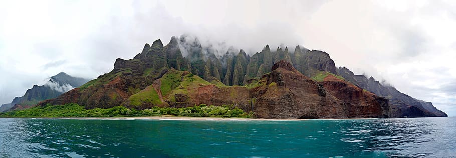 united states, kalalau beach, ocean, na pali, hawaii, kayak, HD wallpaper