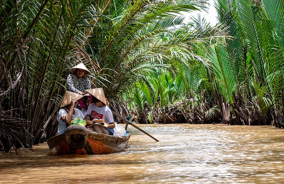 People Traveling Using Boat, Mekong, mekong delta, mekong river, HD wallpaper
