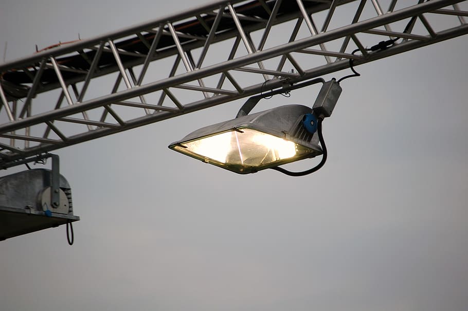 lighting equipment, low angle view, sky, illuminated, metal HD wallpaper