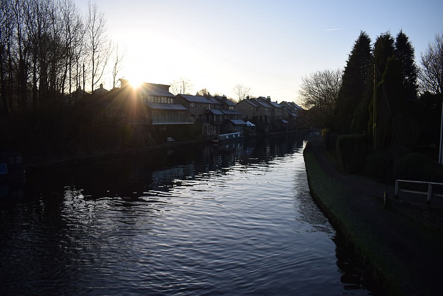 sun, water, cold, morning, river, loch, sky, architecture, tree HD wallpaper
