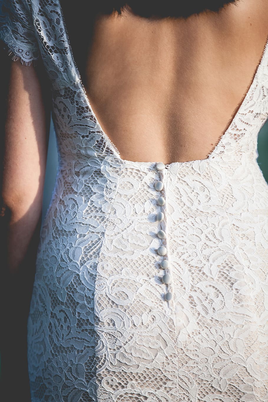 back, bride, bridal, sun, sunlight, lace, details, wedding HD wallpaper
