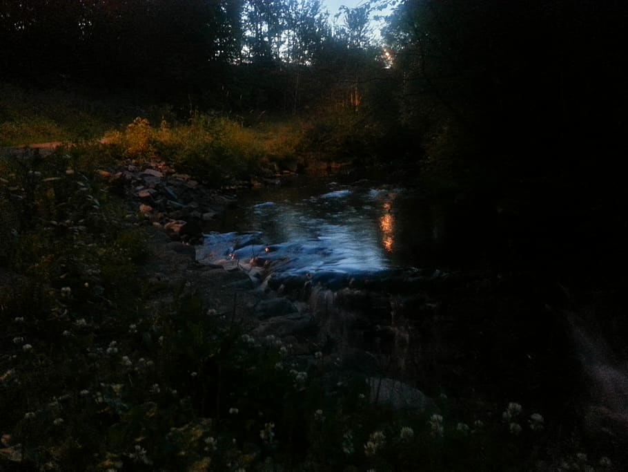 canada, thunder bay, twilight, river, foliage, grotto, water HD wallpaper