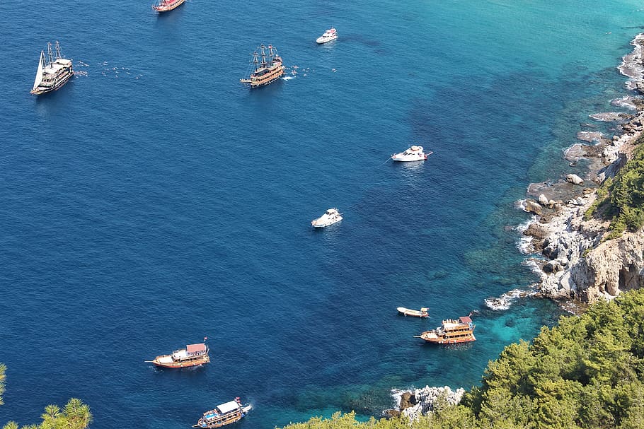 boats on sea, nautical vessel, transportation, water, mode of transportation HD wallpaper