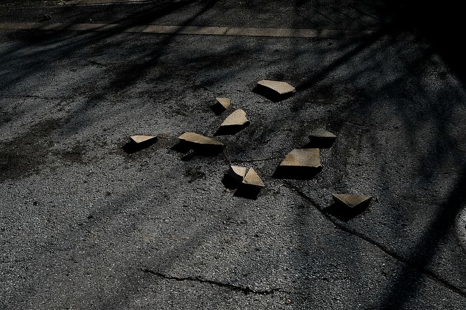 asphalt, tarmac, ground, concrete, plant, leaf, road, furniture HD wallpaper