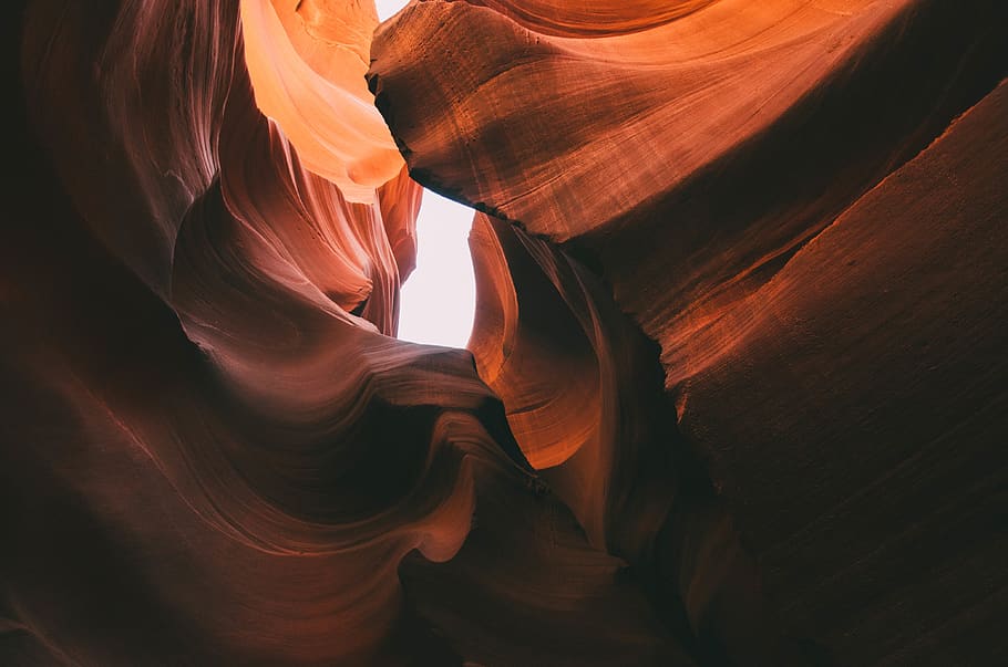 nature, cave, crevice, rocks, formation, red, lines, striations HD wallpaper