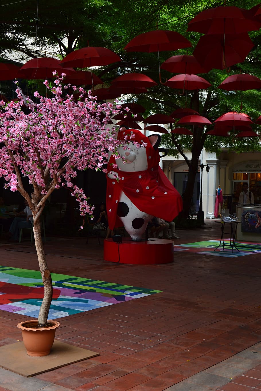 thailand, tree, flowers, statue, street art, plant, flowering plant HD wallpaper
