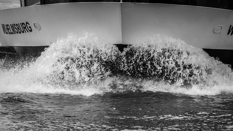wave, bow wave, shipping, seafaring, water, motion, splashing HD wallpaper