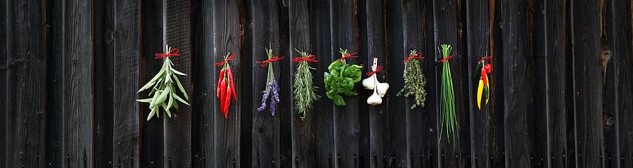 spices, herbs, basil, chives, fresh, healthy, wood, food, nutrition HD wallpaper