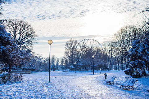 Hd Wallpaper Snow Paris Winter Nature Landscape Snowy White Blue Wallpaper Flare