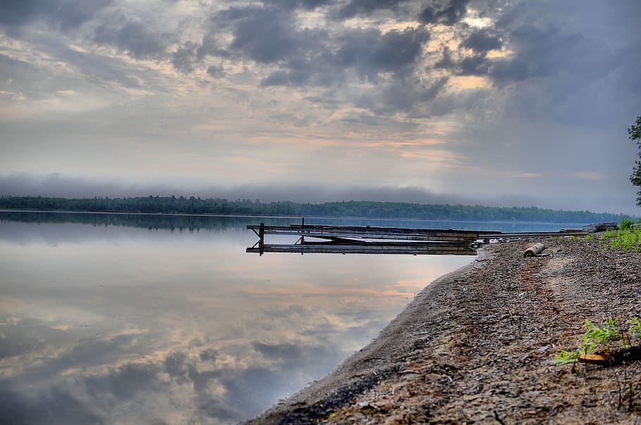 canada, ottawa, dock, beach, shore, river, water, reflection HD wallpaper