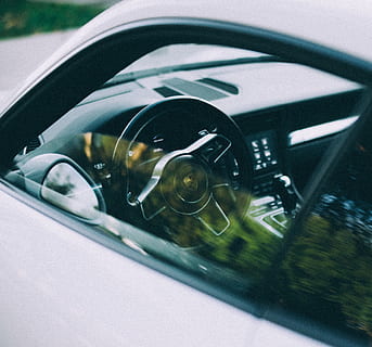 white Porsche vehicle, car, automobile, transportation, mirror HD wallpaper