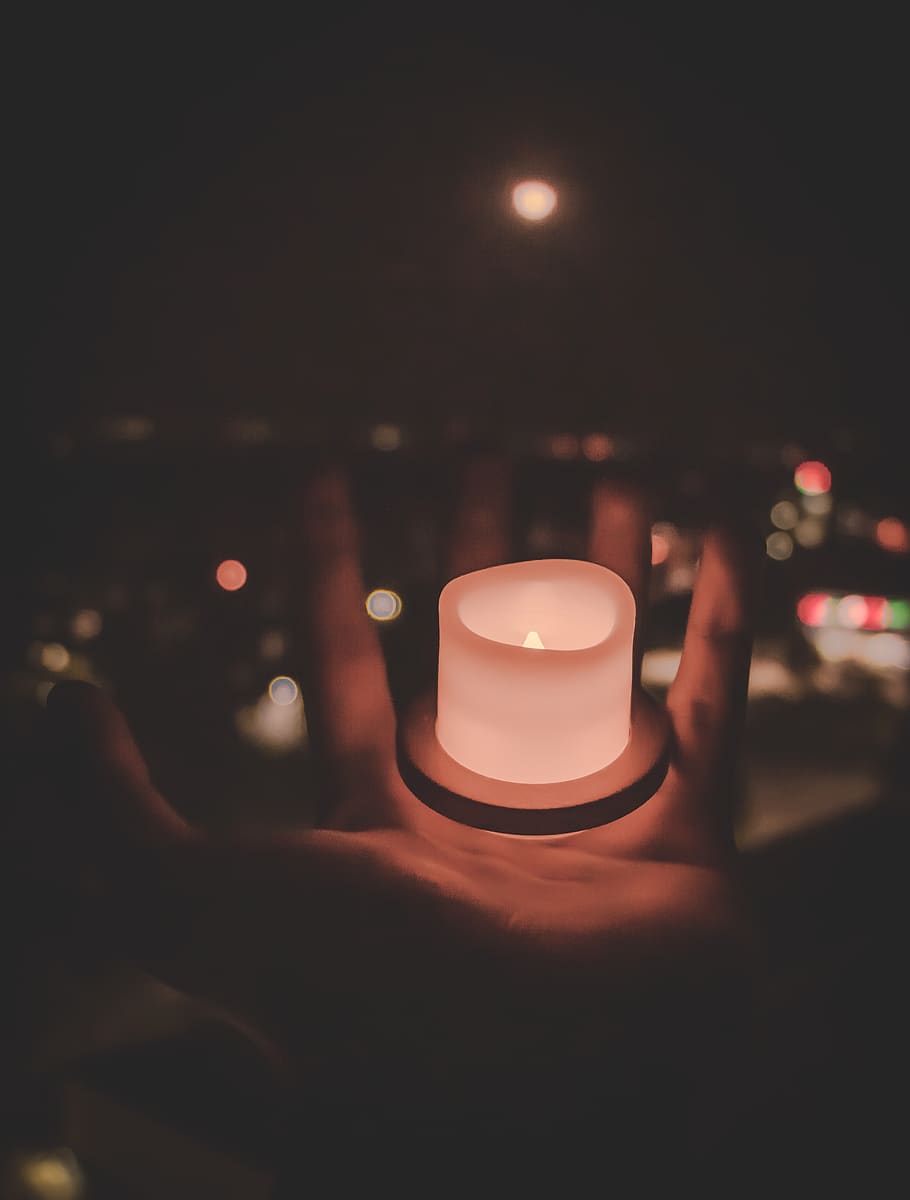 illuminated, candle, night, lighting equipment, glowing, real people HD wallpaper