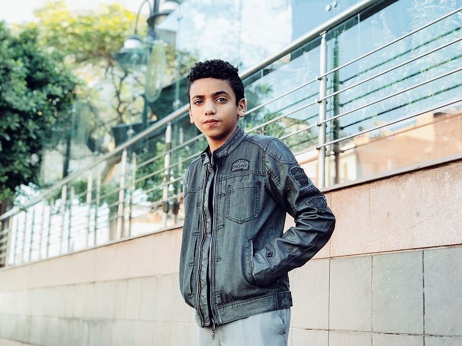 Photo of Boy Wearing Jacket, adolescent, city, cute, facial expression HD wallpaper