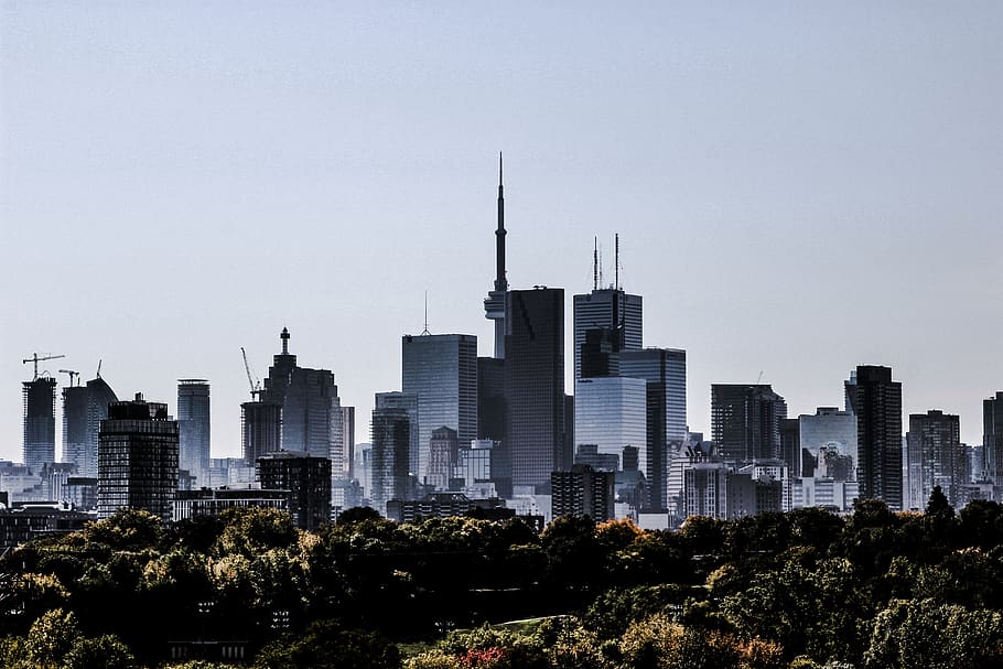 toronto, canada, cntower, view, ontario, landscape, building exterior HD wallpaper