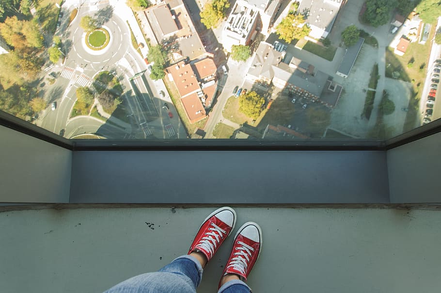 window, glass, high, height, building, city, low section, shoe HD wallpaper