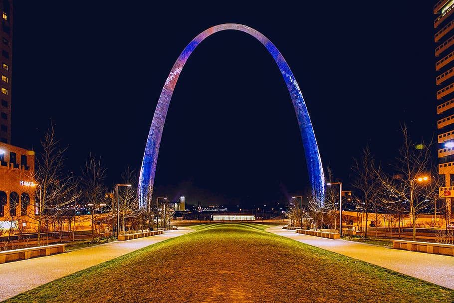 architecture, building, arched, lighting, asphalt, tarmac, road HD wallpaper