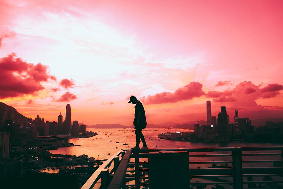 architecture, building, infrastructure, people, man, alone HD wallpaper