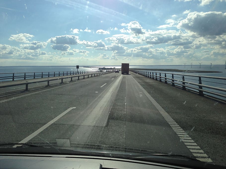 denmark, storebæltsforbindelsen, transportation, sky, windshield HD wallpaper