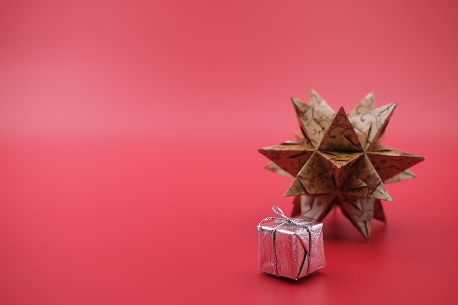 gift, give, star, bascetta star, christmas, christmas greeting, HD wallpaper