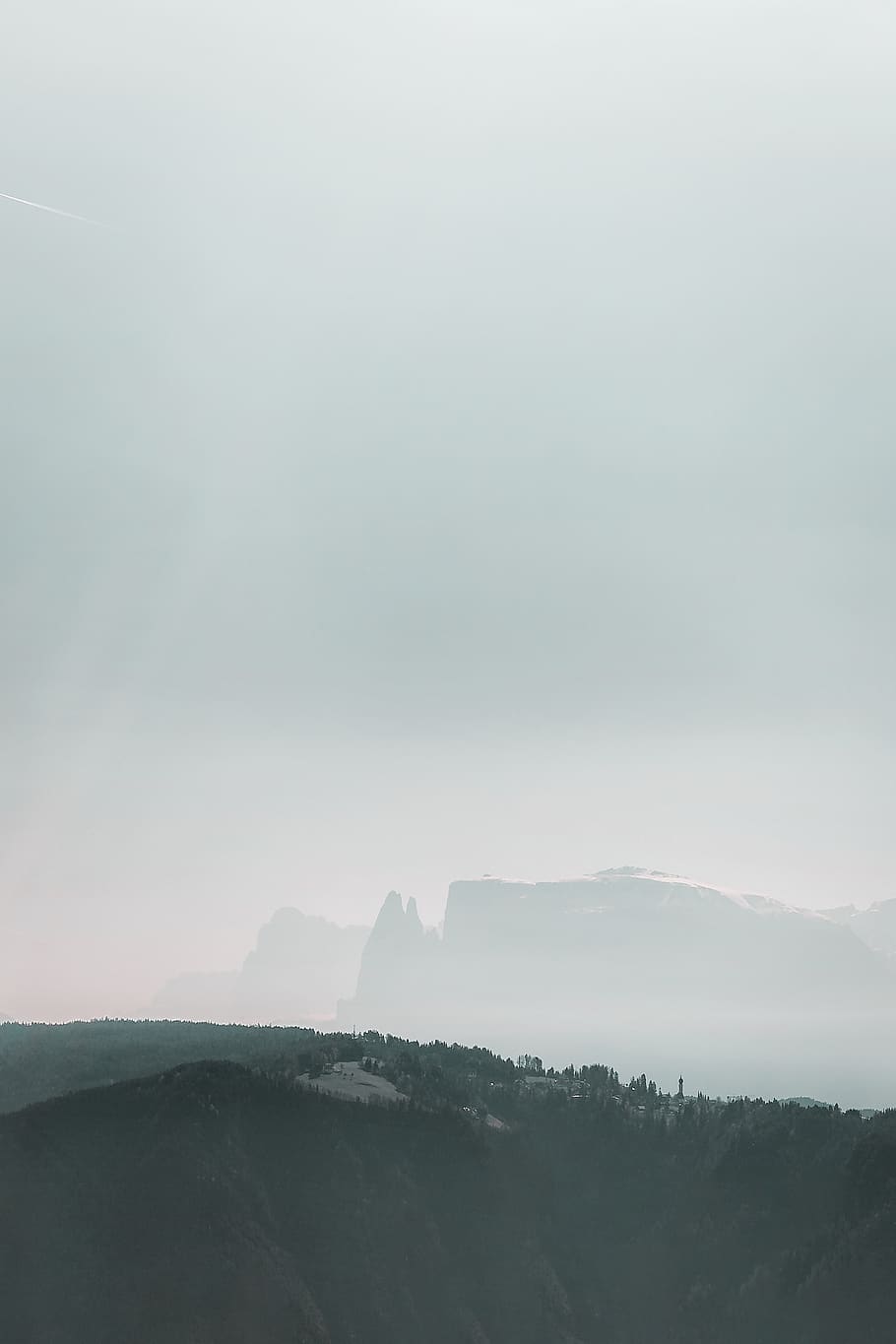 Landscape Photo of Mountains, bird's eye view, clouds, daylight HD wallpaper