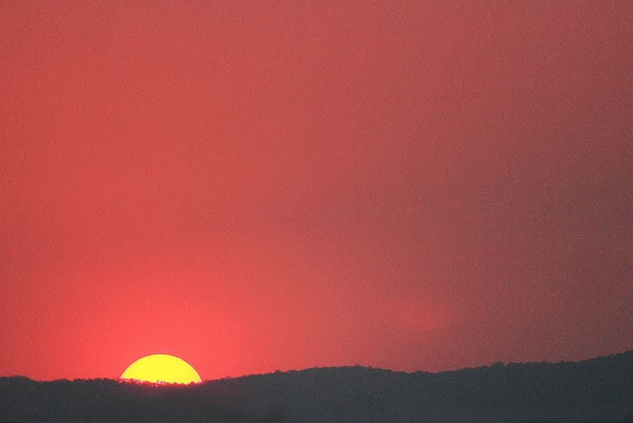 sun, sunset, red, sky, beauty in nature, no people, orange color HD wallpaper