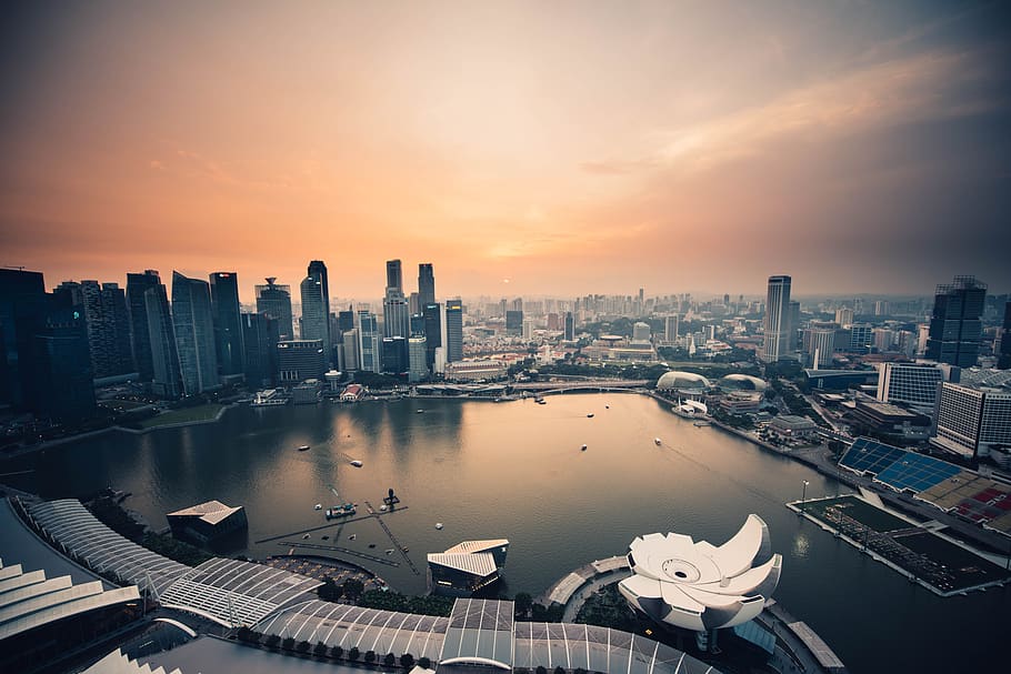 cloud, sunset, sky, city, lights, buildings, structure, highway HD wallpaper