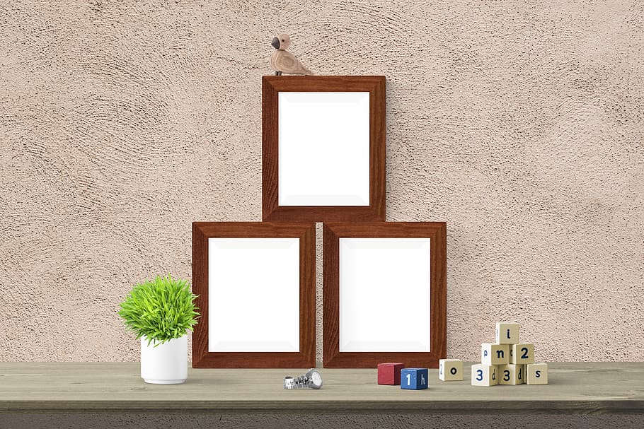 poster, frame, desk, plant, watch, toys, wall - building feature HD wallpaper