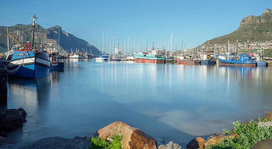 hout bay harbour, sea, boat, ship, port, harbor, water, yacht, HD wallpaper