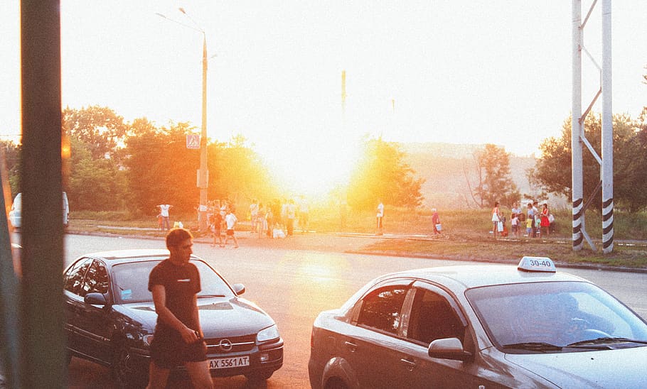 sunset, road, summer, wallpaper, background, car, happy, urban HD wallpaper