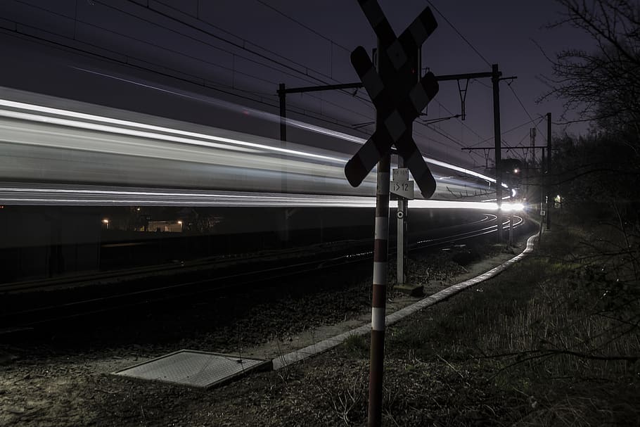 belgium, brussels, train, cross, light, night, rail transportation HD wallpaper